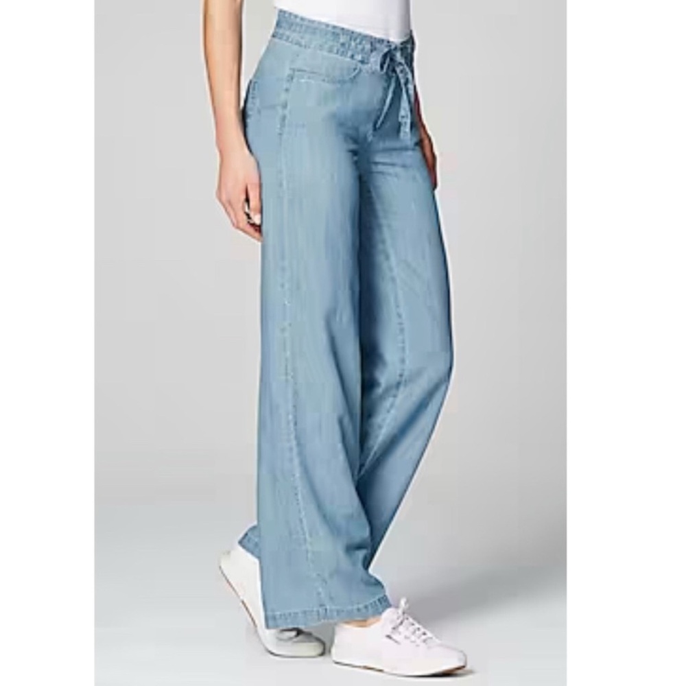 J.Jill Belted Full Wide Leg Resort Tencel Summer Beach Pants
